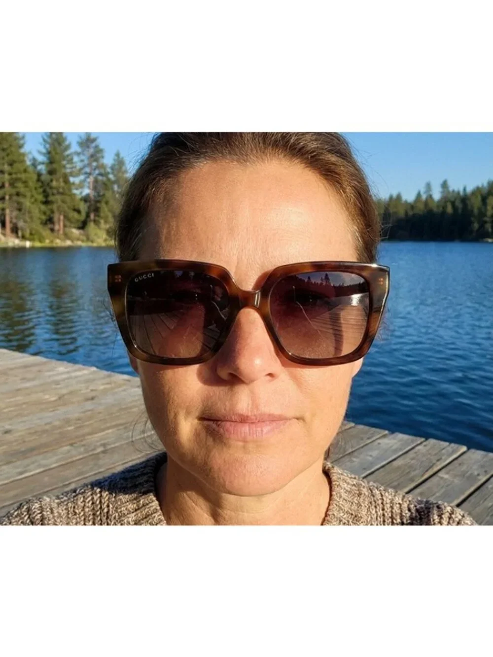 Gucci GG2102S 002 Sunglasses Havana Square Frame, Brown Lenses